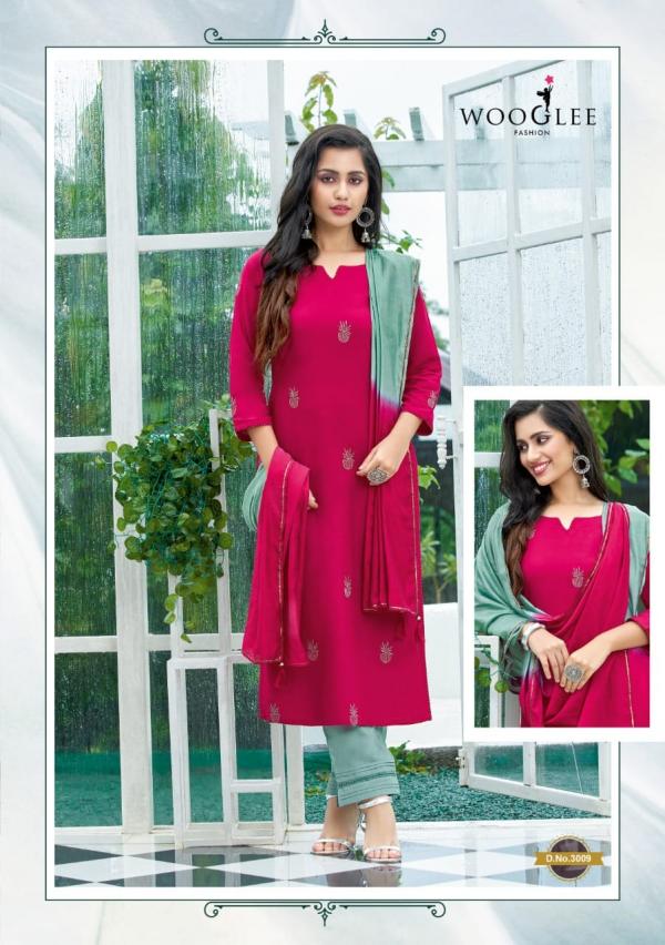 Wooglee Butterfly Rayon Designer Readymade Salwar